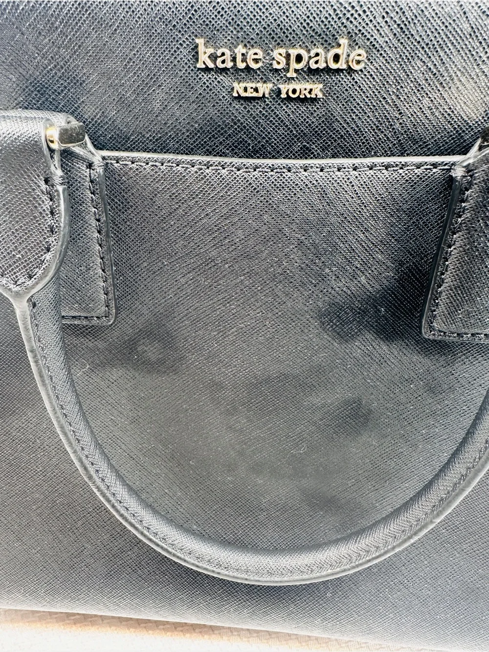 kate spade Black Leather Satchel with Detachable Strap